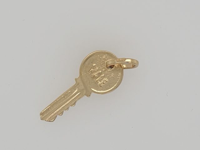 14 karaat gouden bedel, sleutel. #28881