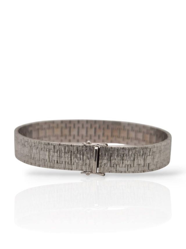18 karaat witgouden armband met saffier en diamant - occasion #28033 - Afbeelding 2
