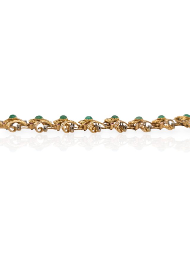 Koninklijke 18k gouden armband met smaragd, robijn en diamanten - occasion #27816 - Afbeelding 3