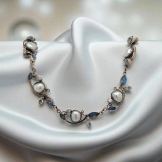 Zilveren collier met parels, labradoriet en cubic zirkonia van Rabinovich #28856