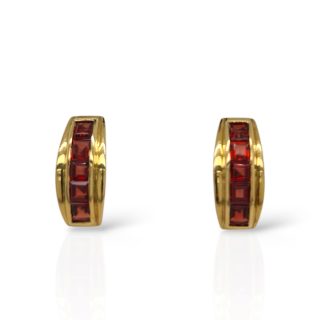 18 karaat gouden oorknoppen met palmier citrien - Occasion #12517