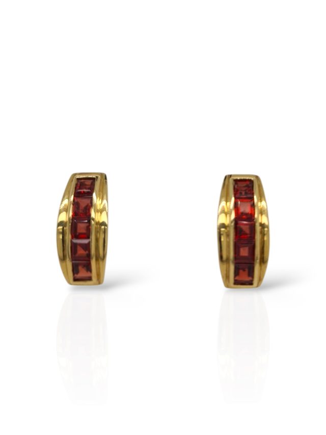 18 karaat gouden oorknoppen met palmier citrien - Occasion #12517