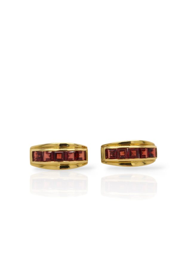 18 karaat gouden oorknoppen met palmier citrien - Occasion #12517 - Afbeelding 2