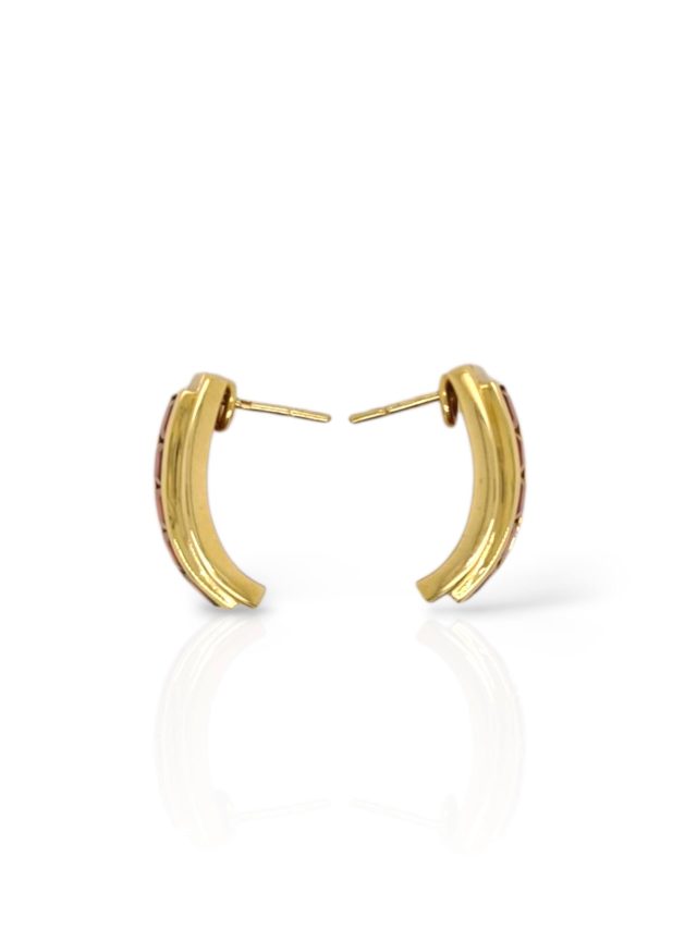 18 karaat gouden oorknoppen met palmier citrien - Occasion #12517 - Afbeelding 3