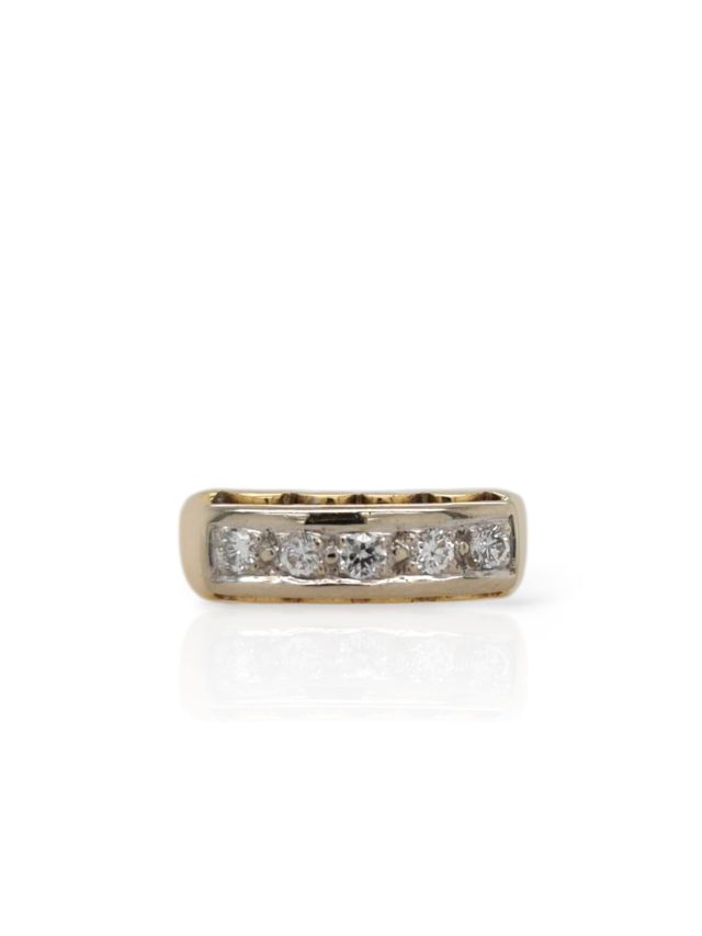 18 karaat bicolor gouden ring met 5 diamanten - occasion #21259 - Afbeelding 2