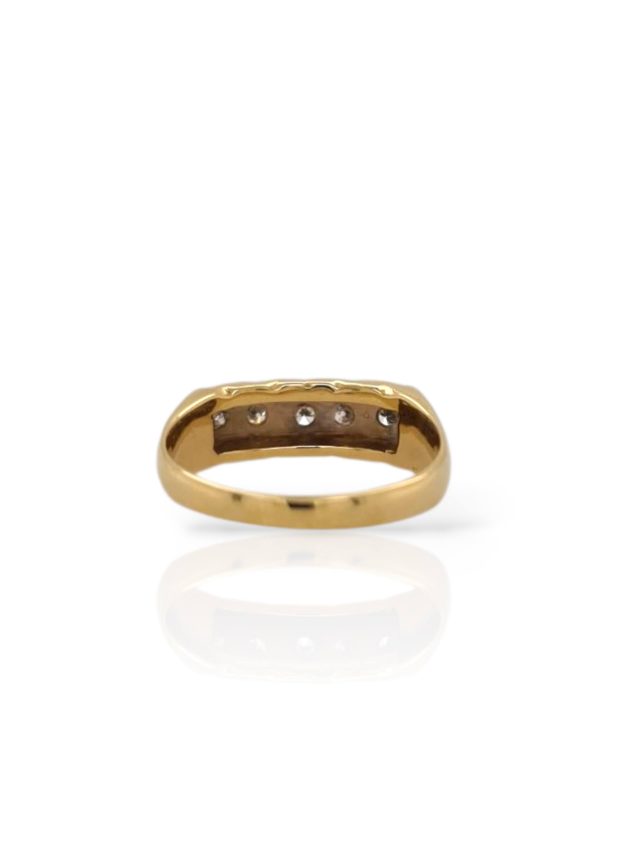 18 karaat bicolor gouden ring met 5 diamanten - occasion #21259 - Afbeelding 5