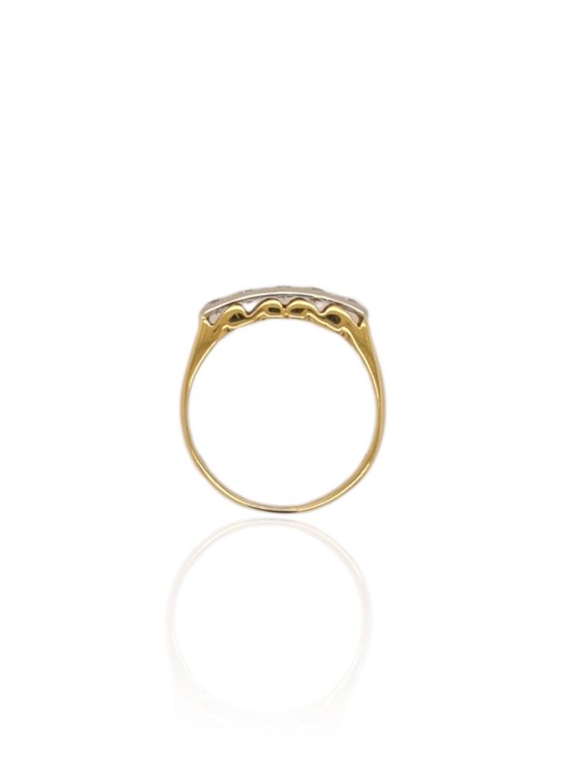 18 karaat bicolor gouden ring met 5 diamanten - occasion #21259 - Afbeelding 4