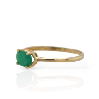 Minimalistische gouden ring met ovale smaragd #28650