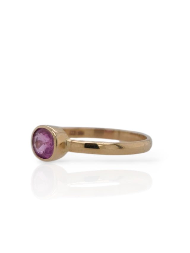 Charmante geelgouden ring met roze saffier #26192 - Afbeelding 3