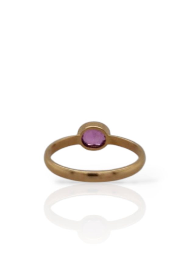 Charmante geelgouden ring met roze saffier #26192 - Afbeelding 2