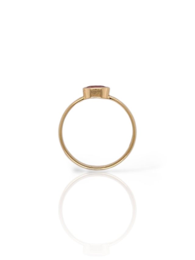 Charmante geelgouden ring met roze saffier #26192 - Afbeelding 4