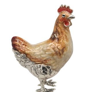Geëmailleerd zilveren beeldje staande kip van Saturno #27993
