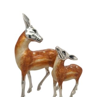 Geëmailleerd zilveren beeldje Hert met jong van Saturno #26270
