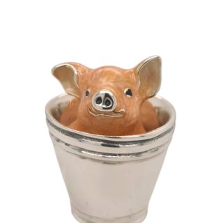 Geëmailleerd zilveren beeldje Big in emmer van Saturno #28893