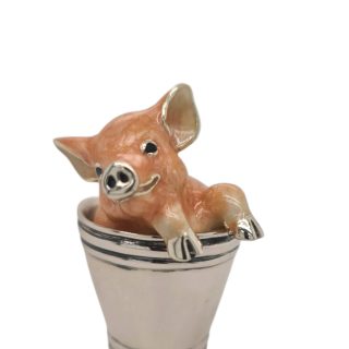 Geëmailleerd zilveren beeldje Big in emmer van Saturno #28894