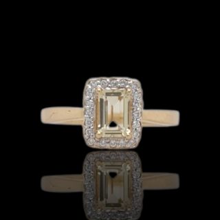 Zonnige gouden ring met citrien en diamanten - occasion #28939