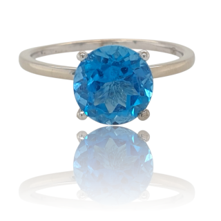 Witgouden ring met Suisse-blue topaas #28968