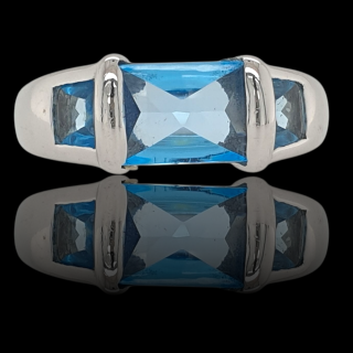 Witgouden topaasring occasion, tweede hands. #28967