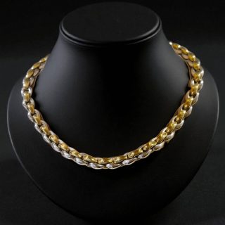 18 karaat robuuste bicolor collier met hoefijzer schakel - vintage  #28990