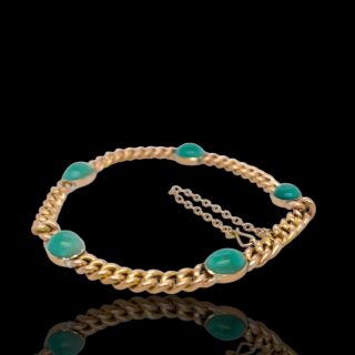 14 karaat gouden armband met Turquoise, vintage occasion. #28918