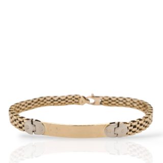 14 Karaat geelgouden armband met rolexschakel en graveerplatje - Occasion #28957