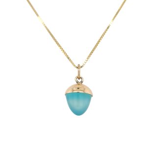 14 Karaat gouden hanger met hemelsblauwe chalcedoon  - handgemaakt in eigen atelier #28925