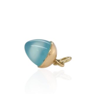 14 Karaat gouden hanger met hemelsblauwe chalcedoon  - handgemaakt #28924