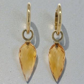 Pendel Citrien creoolhangers met geelgouden oog. #29013