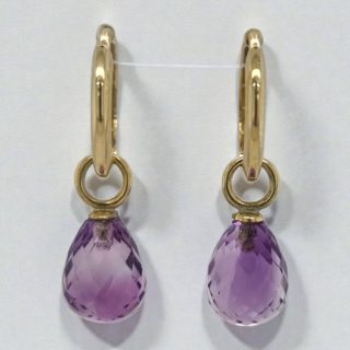 Amethist creoolhangers met geelgouden oog. #29011