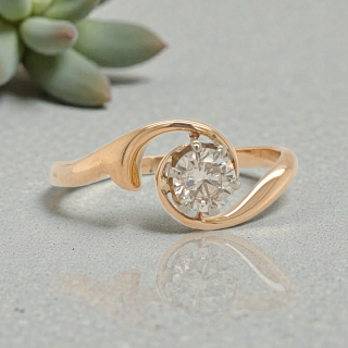 Gouden solitairring met 0.40ct briljant geslepen diamant, Vintage. #29034