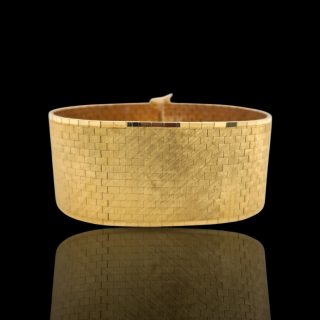 18 Karaat geelgouden brede armband met massieve schakel - Occasion #29044