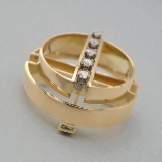 Driedimensionale geometrische broche met diamant - occasion #29043