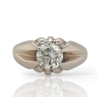 Witgouden heren solitairring met 1,1 karaat diamant - occasion #29071