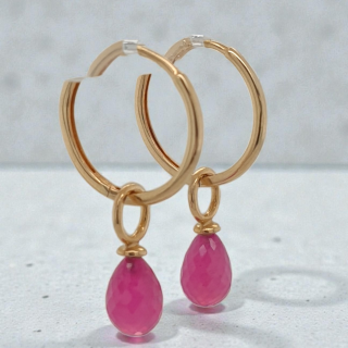 14 karaat gouden creolen met robijnen hangers #26955 #27739