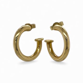 14 karaat geelgouden vintage oorringen met schuine oorstift - occasion #27654