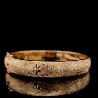 Vintage bangle-armband met bloemen­ gravure - Occasion #29046