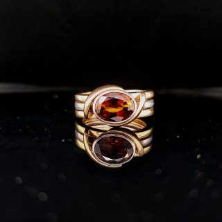 Bicolor gouden ring met bruine toermalijn - occasion #25775