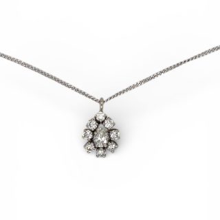 Witgouden hanger met diamant entourage - occasion #29103