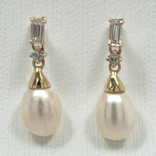 Parel oorhangers met cubic zirkonia #29228