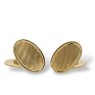 Dubbele ovale manchetknopen van 14 karaat geelgoud - occasion #29220