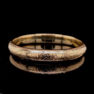 14 karaat gouden bangle armband met bloemgravures - occasion #29216