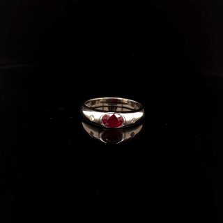 14k witgouden ring met robijn en diamant - Vintage Occasion #29231