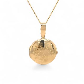 14 karaat gouden vintage medaillon met handgravure - Vintage occasion #29222