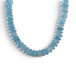 Statement kralencollier van Swiss Blue Topaas met helderblauwe glanzende kralen