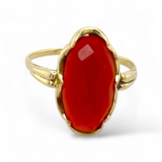 Vintage 14 karaat geelgouden ring met Carneool - occasion #29247