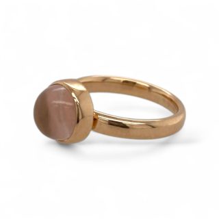 14 karaat rosé gouden ring met rozenkwarts - handgemaakt in eigen atelier #29239