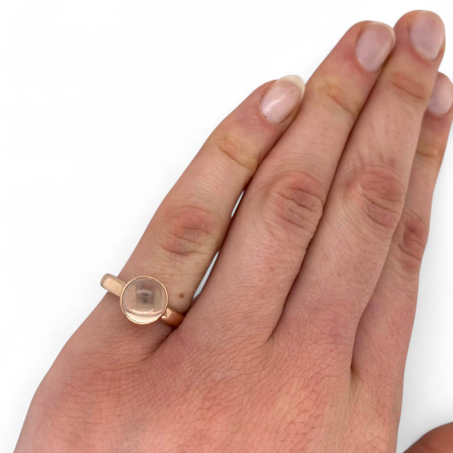 14 karaat rosé gouden ring met rozenkwarts - handgemaakt in eigen atelier #29239 - Afbeelding 5