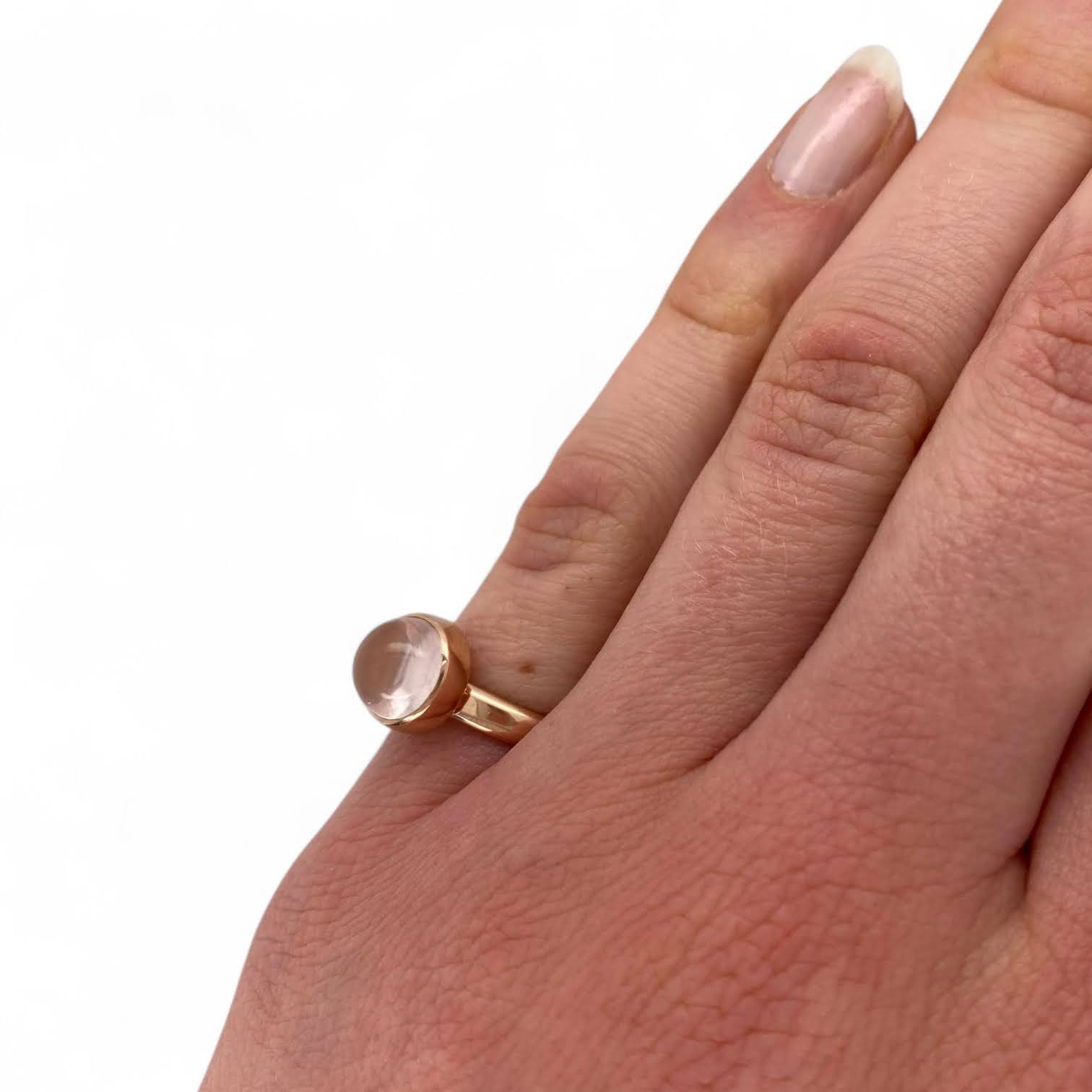 14 karaat rosé gouden ring met rozenkwarts - handgemaakt in eigen atelier #29239 - Afbeelding 6