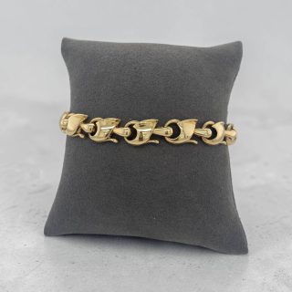14 karaat massieve geelgouden armband - met robuuste fantasieschakel - Occasion #26235