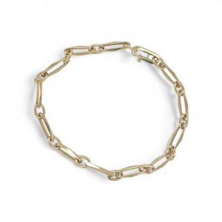 14 karaat massieve geelgouden armband - met fijne fantasieschakel - Occasion #29258
